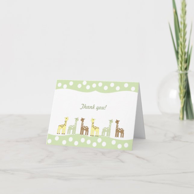 Cartão De Agradecimento Giraffe Friends Baby Shower Thank You Note neutral (Frente)
