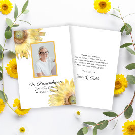 Cartão De Agradecimento Girassóis Amarelos Cores Aquáticas Simpatia Funera