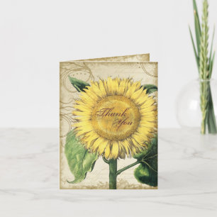 Cartão De Agradecimento Girassóis Florais Vintage - Casamento de Outono
