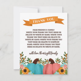 Cartão De Agradecimento Girassóis Pequeno Sexo De Abóbora - Obrigado