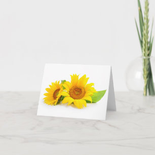 Cartão De Agradecimento Girassol Amarelo Flor Olá, Amor, Te Sinto Saudade