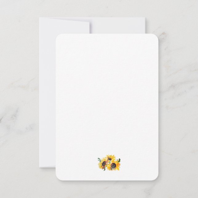 Cartão De Agradecimento Girassol Brilhante Cores de Água Fabulosas 50 (Verso)