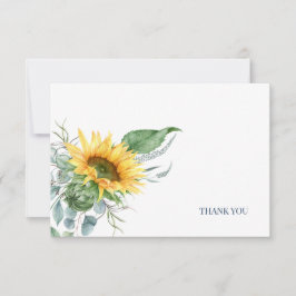 Cartão De Agradecimento Girassol Elegante Eucalipto Floral