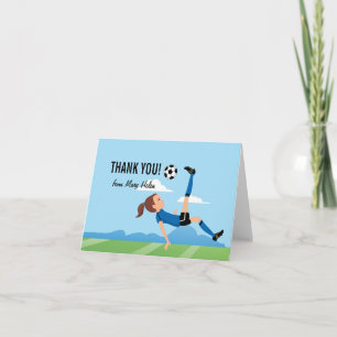 Cartão De Agradecimento Girl Soccer Themed Thank You Card