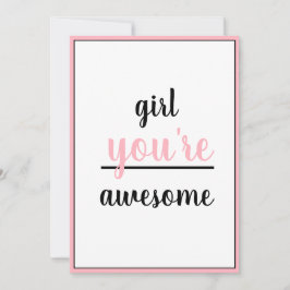 Cartão De Agradecimento  Girl You're Awesome Kind Gesture Girly Modern