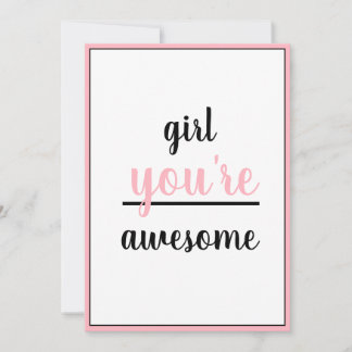 Cartão De Agradecimento Girl You're Awesome Kind Gesture Girly Modern