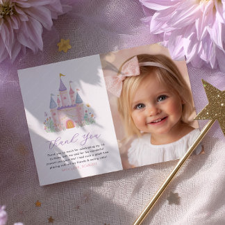 Cartão De Agradecimento Girls Birthday Photo Thank You Card Princess Party