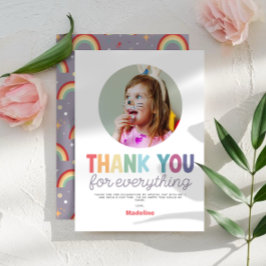 Cartão De Agradecimento Girls Minimalist Photo Rainbow 2nd Birthday