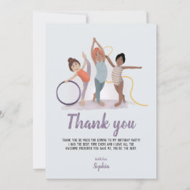 Cartão De Agradecimento Girls Modern Purple Gymnastics Aniversário de cria