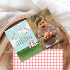 Cartão De Agradecimento Girls Pink Farm Barnyard Birthday Photo