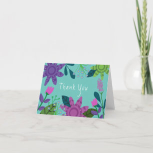 Cartão De Agradecimento Girly Colorful Floral