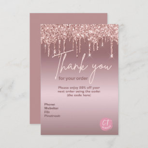 Cartão De Agradecimento Girly Glitter Business Marketing