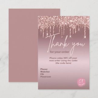Cartão De Agradecimento Girly Glitter Business Marketing