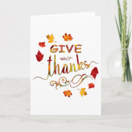 Cartão De Agradecimento Give Thanks Fall Rustic Thanksgiving Monogram