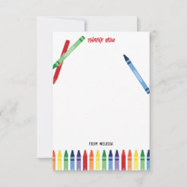 Cartão De Agradecimento Giz Monograma Colorida de Crayons para Crianças