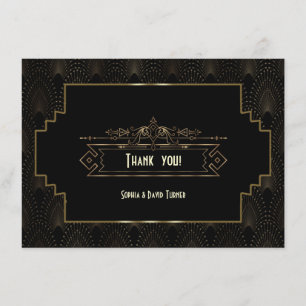 Cartão De Agradecimento Glam Art Deco Grande Gatsby Casamento Obrigado