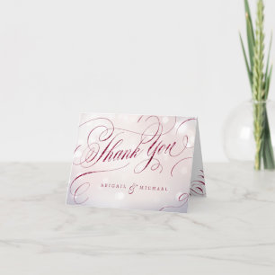 Cartão De Agradecimento Glam burgundy vintage caligrafia obrigado