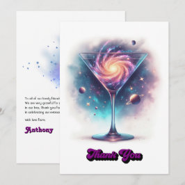 Cartão De Agradecimento Glam Chic Retro Martini Galaxy Glass Design