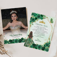 Glam Green Dourada Princesa Floral Quinceañera Fot