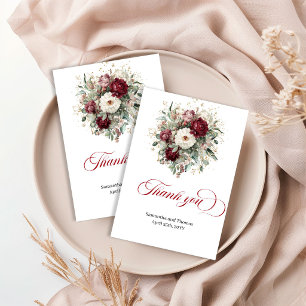 Cartão de Agradecimento Glam Marsala Floral Eucali