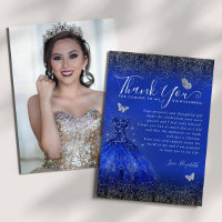 Glam Royal Blue Silver Glitter Quinceanera Foto