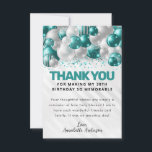 Cartão De Agradecimento Glam Teal Green Silver Balão Glitter Aniversário<br><div class="desc">Cinza Verde-Silver Verde-Teal Moderno A Glama Glitter Glitter Qualquer Idade Obrigado Cartão De Aniversário</div>