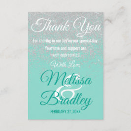 Cartão De Agradecimento Glam White Glitter Sparkles Teto Obrigado