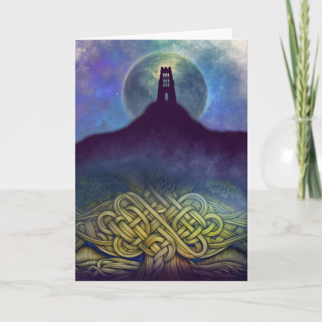 Cartão De Agradecimento Glastonbury Tor & Celtic Knot Greeting Card (Frente)