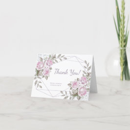 Cartão De Agradecimento Glitter de Prata Floral Puro