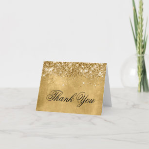 Cartão De Agradecimento Glitter Dourado Aniversário de 40 anos Caligrafia