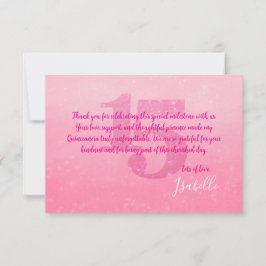 Cartão de Agradecimento Glitter Pink Quinceñera