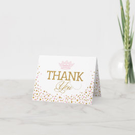 Cartão De Agradecimento Glitter Pink Sprinkles Royal Princess Obrigado
