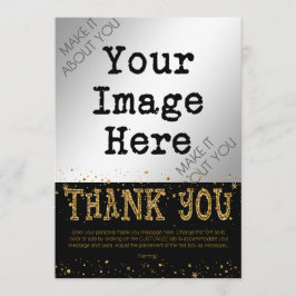 Cartão De Agradecimento Glitter Preto e Dourado OBRIGADO—escreva manualmen