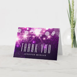 Cartão De Agradecimento Glitter Purple Sparkles Obrigado