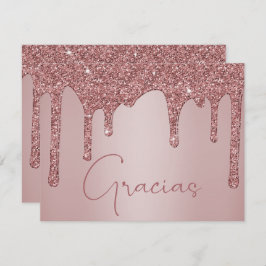 Cartão De Agradecimento Glitter Quinceanera, Glitter, rosa Dourado, Gracia