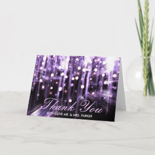 Cartão De Agradecimento Glitter Sparkle Purple Confetti Wedding Thank You