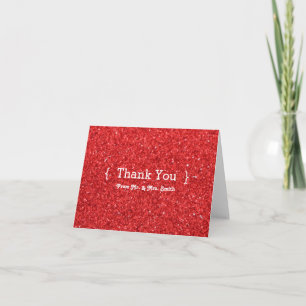 Cartão De Agradecimento Glitter Vermelho Personalizado Obrigado