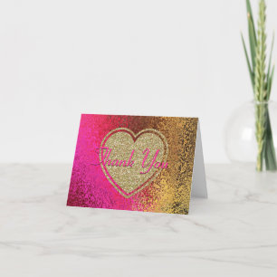 Cartão De Agradecimento Glitz Rosa E Dourado Obrigado