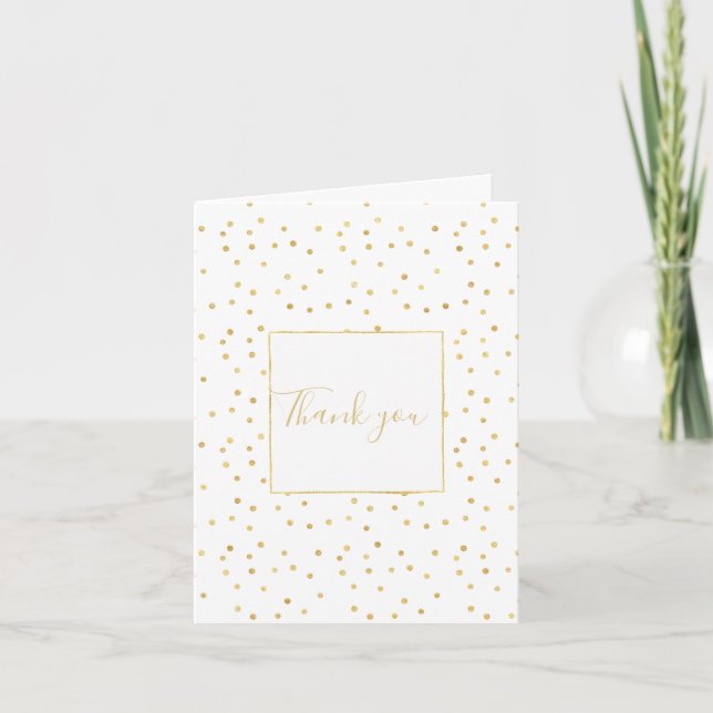 Cartão De Agradecimento Glitzy Dourado Confetti (Frente)