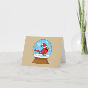 Cartão De Agradecimento Globo de Neve com Cardeal Vermelho Bonito