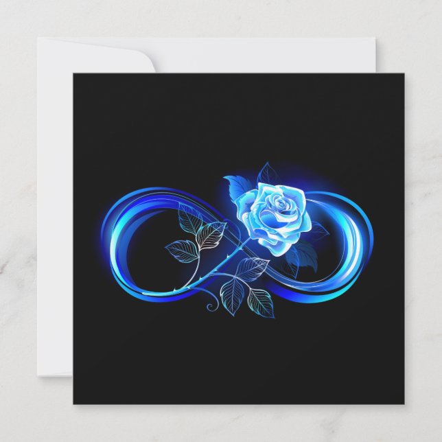 Cartão De Agradecimento Glowing infinity with blue rose (Frente)