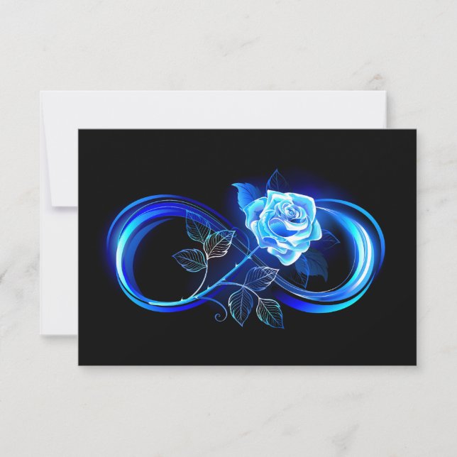 Cartão De Agradecimento Glowing infinity with blue rose (Frente)