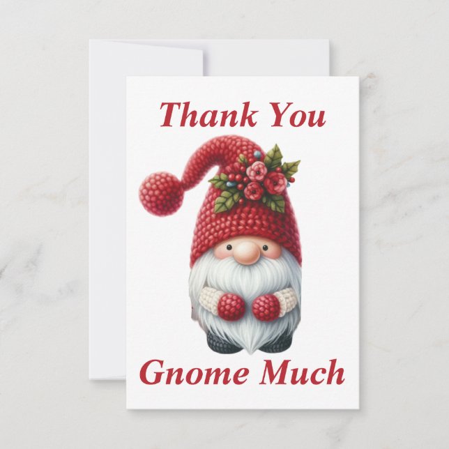 Cartão de Agradecimento Gnome de Natal (Frente)