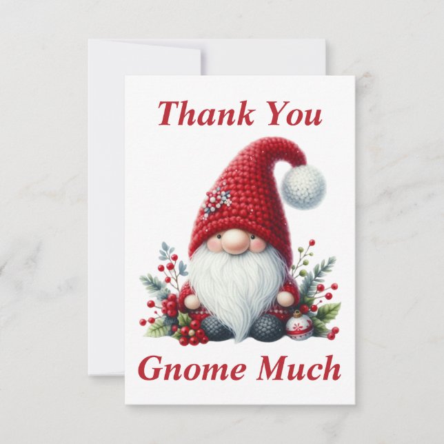 Cartão de Agradecimento Gnome de Natal (Frente)