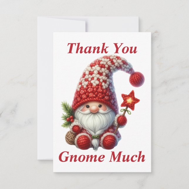 Cartão de Agradecimento Gnome de Natal (Frente)