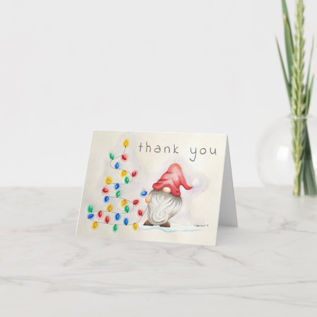 Cartão De Agradecimento Gnome for the Holidays Thank you card (Frente)