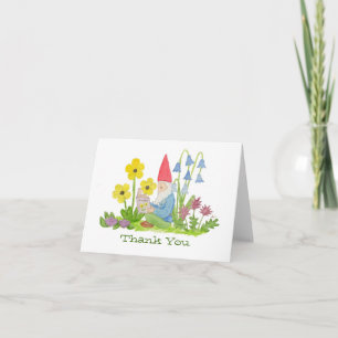 Cartão De Agradecimento Gnome with Flower Book thank you card