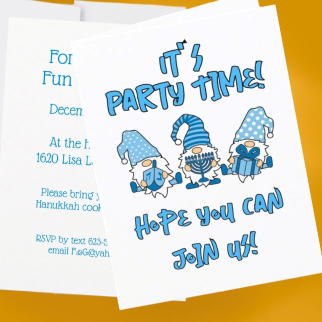 Cartão De Agradecimento Gnomos de Hanukkah, Fofo Personalizado (Personalize this fun Hanukkah Gnome invitation.)