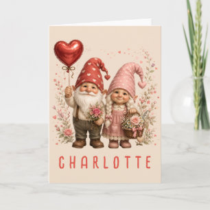 Cartão De Agradecimento Gnomos do Dia dos Namorados Florais Personalizados