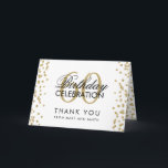 Cartão De Agradecimento Gold 60th Birthday Thank you Glitter Confetti<br><div class="desc">Elegant 60th Birthday Party Gold Faux Glitter Confetti White template. Easy to use and easy to personalize. Order Today!</div>